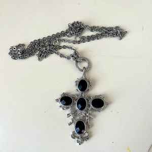 Black and Silver Cross necklace